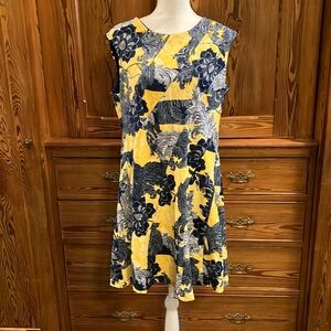 Blue yellow paisley dress sz 14